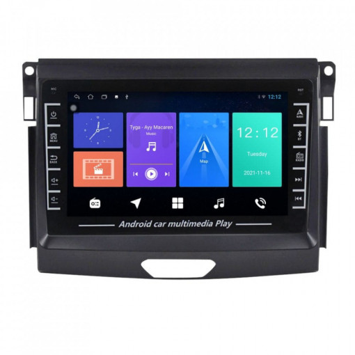 Navigatie dedicata cu Android Ford Ranger dupa 2015 fara navigatie originala, 1GB RAM, Radio GPS Dual Zone, Display HD IPS 8" Touchscreen, Internet Wi-Fi, Bluetooth, MirrorLink, USB, Waze