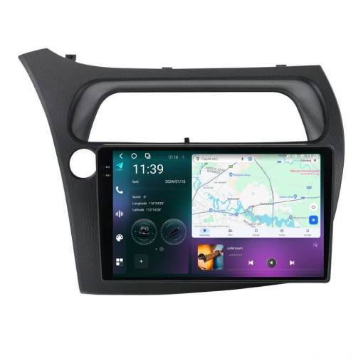 Navigatie dedicata cu Android Honda Civic VIII Hatchback 2006 - 2011, 12GB RAM, Radio GPS Dual Zone, Display 2K QLED 9.5" Touchscreen, Internet Wi-Fi si slot SIM 4G, Bluetooth, MirrorLink, USB