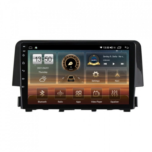 Navigatie dedicata cu Android Honda Civic X 2015 - 2021, 6GB RAM, Radio GPS Dual Zone, Display HD IPS 9" Touchscreen, Internet Wi-Fi si slot SIM 4G, Bluetooth, MirrorLink, USB, Waze