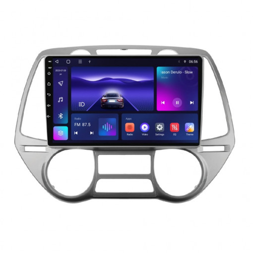 Navigatie dedicata cu Android Hyundai i20 2008 - 2012, clima automata, 3GB RAM, Radio GPS Dual Zone, Display HD QLED 9" Touchscreen, Internet Wi-Fi si slot SIM 4G, Bluetooth, MirrorLink, USB