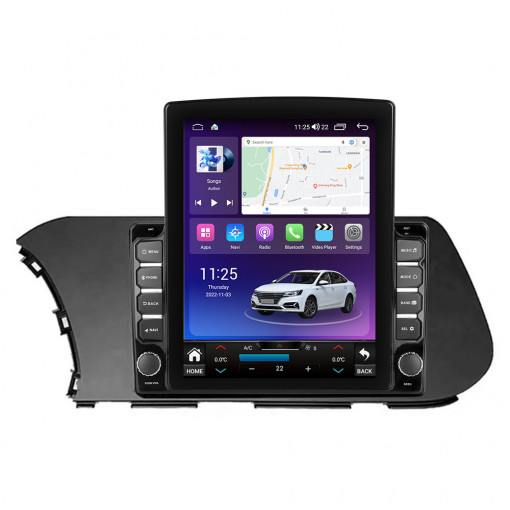 Navigatie dedicata cu Android Hyundai i20 dupa 2020, 8GB RAM, Radio GPS Dual Zone, Touchscreen IPS 9.7" HD tip Tesla, Internet Wi-Fi si slot SIM 4G, Bluetooth, MirrorLink, USB, Waze