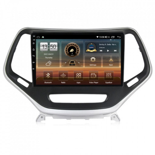 Navigatie dedicata cu Android Jeep Cherokee V 2014 - 2019, 8GB RAM, Radio GPS Dual Zone, Display HD IPS 10" Touchscreen, Internet Wi-Fi si slot SIM 4G, Bluetooth, MirrorLink, USB, Waze