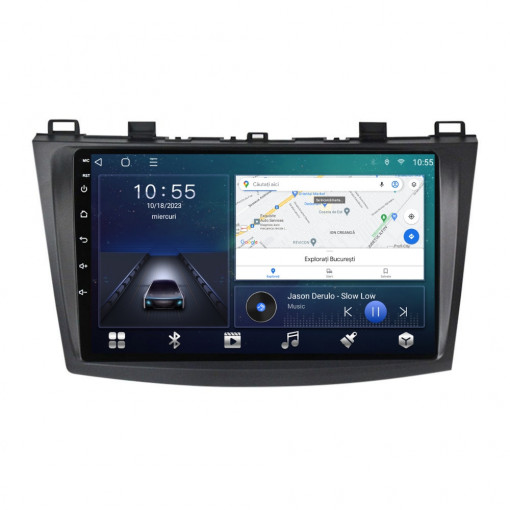 Navigatie dedicata cu Android Mazda 3 2009 - 2013, 2GB RAM, Radio GPS Dual Zone, Display HD QLED 9" Touchscreen, Internet Wi-Fi si slot SIM 4G, Bluetooth, MirrorLink, USB