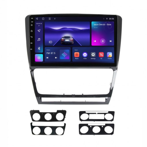 Navigatie dedicata cu Android Skoda Octavia II 2009 - 2013, negru, 3GB RAM, Radio GPS Dual Zone, Display HD QLED 10" Touchscreen, Internet Wi-Fi si slot SIM 4G, Bluetooth, MirrorLink, USB