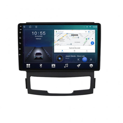 Navigatie dedicata cu Android Ssangyong Korando 2010 - 2013, 2GB RAM, Radio GPS Dual Zone, Display HD QLED 9" Touchscreen, Internet Wi-Fi si slot SIM 4G, Bluetooth, MirrorLink, USB