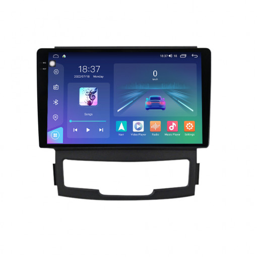 Navigatie dedicata cu Android Ssangyong Korando 2010 - 2013, 4GB RAM, Radio GPS Dual Zone, Display 2K QLED 9.5" Touchscreen, Internet Wi-Fi si slot SIM 4G, Bluetooth, MirrorLink, USB