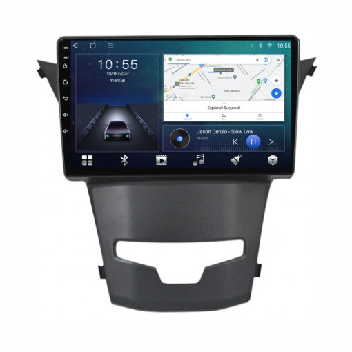 Navigatie dedicata cu Android Ssangyong Korando 2013 - 2019, 2GB RAM, Radio GPS Dual Zone, Display HD QLED 9" Touchscreen, Internet Wi-Fi si slot SIM 4G, Bluetooth, MirrorLink, USB