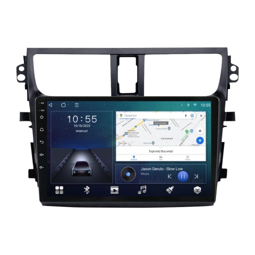 Navigatie dedicata cu Android Suzuki Celerio dupa 2014, 2GB RAM, Radio GPS Dual Zone, Display HD QLED 9" Touchscreen, Internet Wi-Fi si slot SIM 4G, Bluetooth, MirrorLink, USB