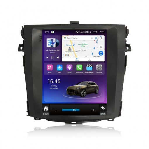 Navigatie dedicata cu Android tip tesla Toyota Corolla 2007 - 2013, 8GB RAM, Radio GPS Dual Zone, Touchscreen IPS 9.7" HD, Internet Wi-Fi si slot SIM 4G, Bluetooth, MirrorLink, USB, Waze