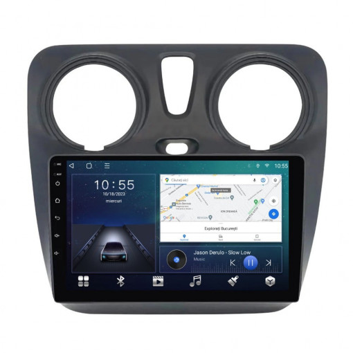Navigatie dedicata cu Android Dacia Dokker dupa 2012, 2GB RAM, Radio GPS Dual Zone, Display HD QLED 9" Touchscreen, Internet Wi-Fi si slot SIM 4G, Bluetooth, MirrorLink, USB