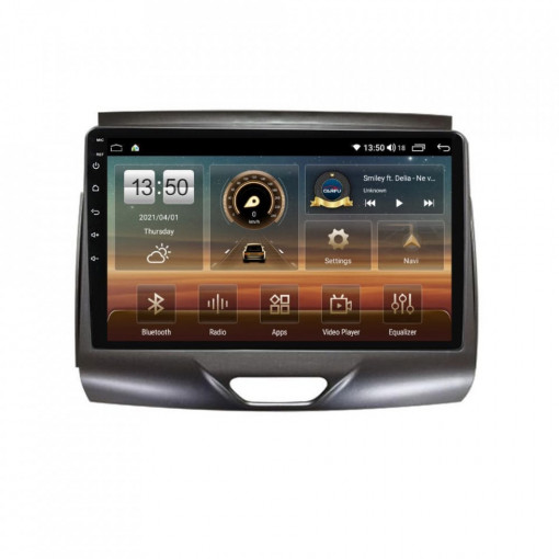 Navigatie dedicata cu Android Ford Ranger dupa 2015 cu navigatie originala, 8GB RAM, Radio GPS Dual Zone, Display HD IPS 9" Touchscreen, Internet Wi-Fi si slot SIM 4G, Bluetooth, MirrorLink, USB, Waze