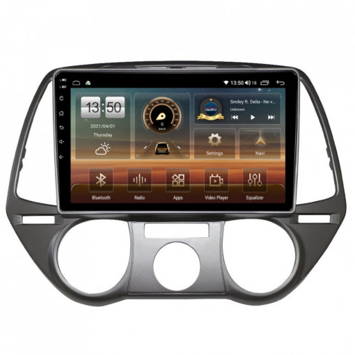 Navigatie dedicata cu Android Hyundai i20 2008 - 2012, clima manuala, 8GB RAM, Radio GPS Dual Zone, Display HD IPS 9" Touchscreen, Internet Wi-Fi si slot SIM 4G, Bluetooth, MirrorLink, USB, Waze