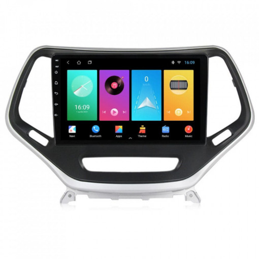 Navigatie dedicata cu Android Jeep Cherokee V 2014 - 2019, 1GB RAM, Radio GPS Dual Zone, Display HD IPS 10" Touchscreen, Internet Wi-Fi, Bluetooth, MirrorLink, USB, Waze