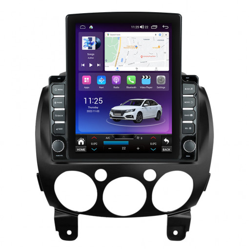 Navigatie dedicata cu Android Mazda 2 2007 - 2014, 8GB RAM, Radio GPS Dual Zone, Touchscreen IPS 9.7" HD tip Tesla, Internet Wi-Fi si slot SIM 4G, Bluetooth, MirrorLink, USB