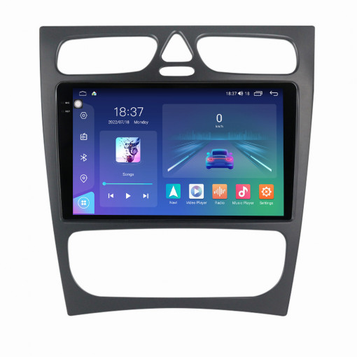 Navigatie dedicata cu Android Mercedes C-Class W203 2000 - 2004, 4GB RAM, Radio GPS Dual Zone, Display 2K QLED 9.5" Touchscreen, Internet Wi-Fi si slot SIM 4G, Bluetooth, MirrorLink, USB