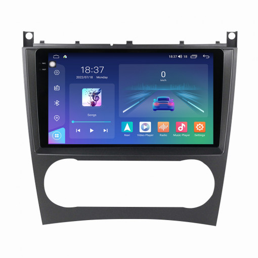 Navigatie dedicata cu Android Mercedes C-Class W203 2004 - 2007, 8GB RAM, Radio GPS Dual Zone, Display 2K QLED 9.5" Touchscreen, Internet Wi-Fi si slot SIM 4G, Bluetooth, MirrorLink, USB