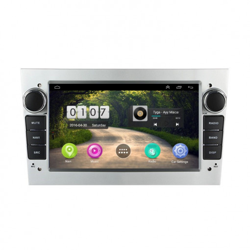 Navigatie dedicata cu Android Opel Tigra TwinTop 2004 - 2010, gri deschis, 1GB RAM, Radio GPS Dual Zone, Display HD 7" Touchscreen, Internet Wi-Fi, Bluetooth, MirrorLink, USB, Waze