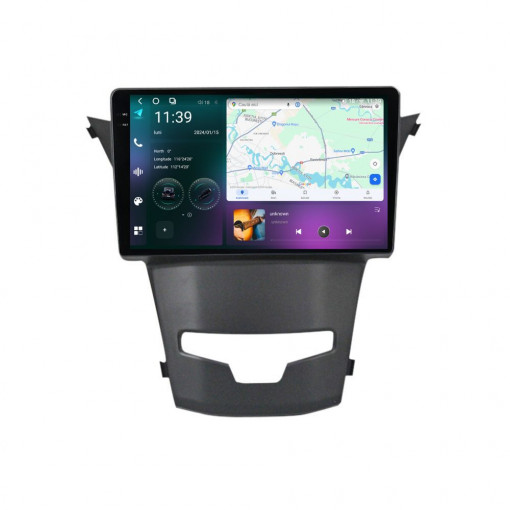 Navigatie dedicata cu Android Ssangyong Korando 2013 - 2019, 12GB RAM, Radio GPS Dual Zone, Display 2K QLED 9.5" Touchscreen, Internet Wi-Fi si slot SIM 4G, Bluetooth, MirrorLink, USB