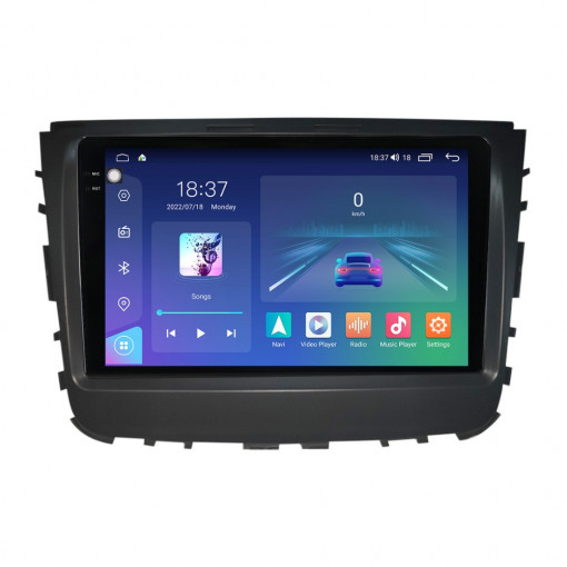 Navigatie dedicata cu Android Ssangyong Rexton dupa 2017, 4GB RAM, Radio GPS Dual Zone, Display 2K QLED 9.5" Touchscreen, Internet Wi-Fi si slot SIM 4G, Bluetooth, MirrorLink, USB