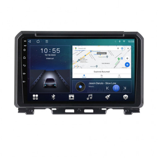 Navigatie dedicata cu Android Suzuki Jimny dupa 2018, 2GB RAM, Radio GPS Dual Zone, Display HD QLED 9" Touchscreen, Internet Wi-Fi si slot SIM 4G, Bluetooth, MirrorLink, USB