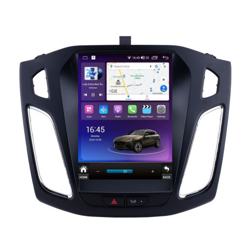 Navigatie dedicata cu Android tip tesla Ford Focus III 2011 - 2018, 4GB RAM, Radio GPS Dual Zone, Touchscreen IPS 9.7" HD, Internet Wi-Fi si slot SIM 4G, Bluetooth, MirrorLink, USB, Waze