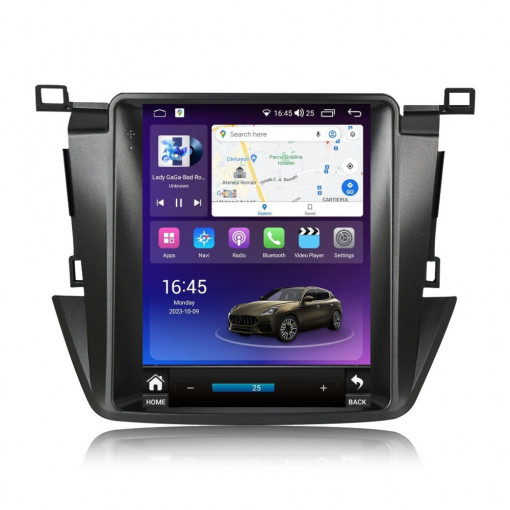 Navigatie dedicata cu Android tip tesla Toyota Rav4 IV 2013 - 2018, 4GB RAM, Radio GPS Dual Zone, Touchscreen IPS 9.7" HD, Internet Wi-Fi si slot SIM 4G, Bluetooth, MirrorLink, USB, Waze
