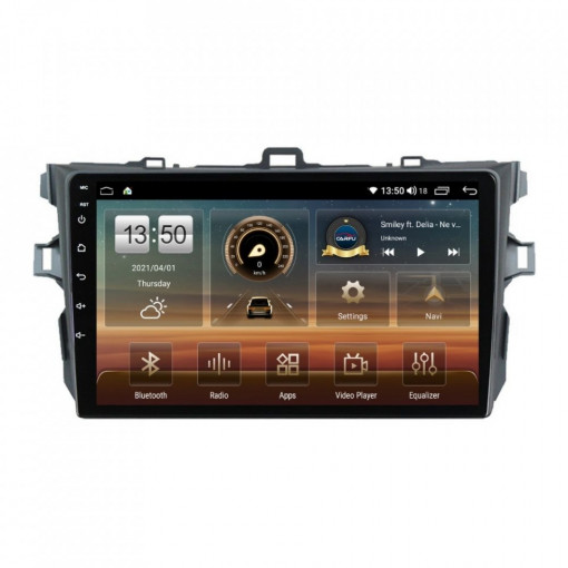 Navigatie dedicata cu Android Toyota Corolla 2007 - 2013, 6GB RAM, Radio GPS Dual Zone, Display HD IPS 9" Touchscreen, Internet Wi-Fi si slot SIM 4G, Bluetooth, MirrorLink, USB, Waze