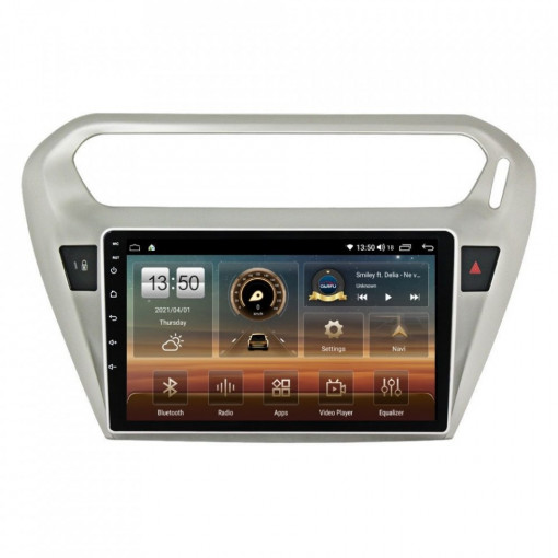 Navigatie dedicata cu Android Citroen C-Elysee 2012 - 2021, 6GB RAM, Radio GPS Dual Zone, Display HD IPS 9" Touchscreen, Internet Wi-Fi si slot SIM 4G, Bluetooth, MirrorLink, USB, Waze