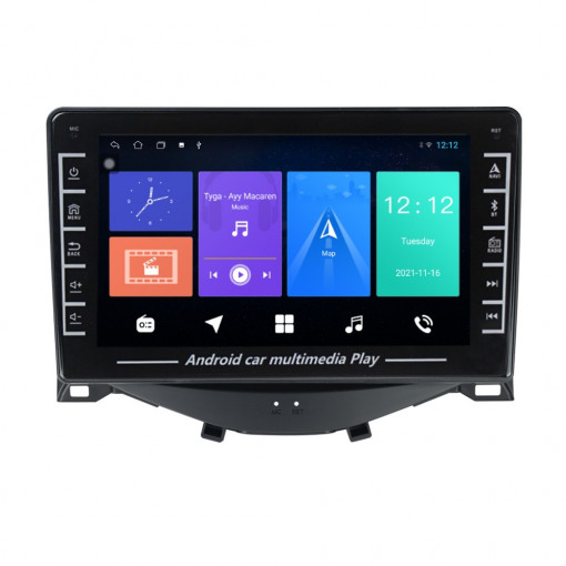 Navigatie dedicata cu Android Citroen C1 II 2014 - 2022, 1GB RAM, Radio GPS Dual Zone, Display HD IPS 8" Touchscreen, Internet Wi-Fi, Bluetooth, MirrorLink, USB, Waze