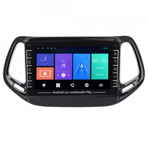 Navigatie dedicata cu Android Jeep Compass II dupa 2016, 1GB RAM, Radio GPS Dual Zone, Display HD IPS 8" Touchscreen, Internet Wi-Fi, Bluetooth, MirrorLink, USB, Waze