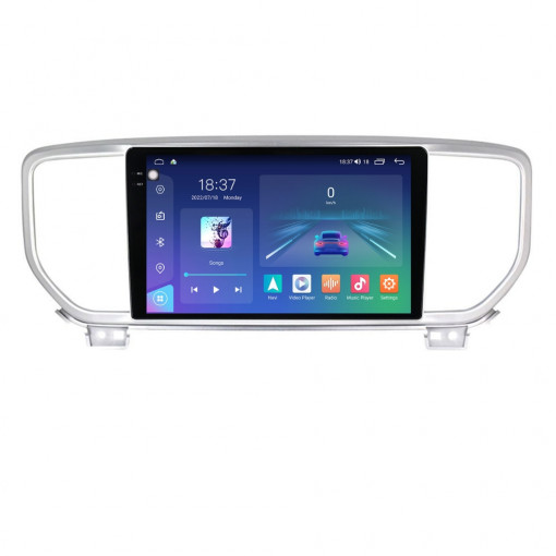 Navigatie dedicata cu Android Kia Sportage 2018 - 2021, 4GB RAM, Radio GPS Dual Zone, Display 2K QLED 9.5" Touchscreen, Internet Wi-Fi si slot SIM 4G, Bluetooth, MirrorLink, USB, Waze