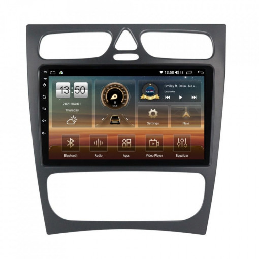 Navigatie dedicata cu Android Mercedes C-Class W203 2000 - 2004, 6GB RAM, Radio GPS Dual Zone, Display HD IPS 9" Touchscreen, Internet Wi-Fi si slot SIM 4G, Bluetooth, MirrorLink, USB, Waze