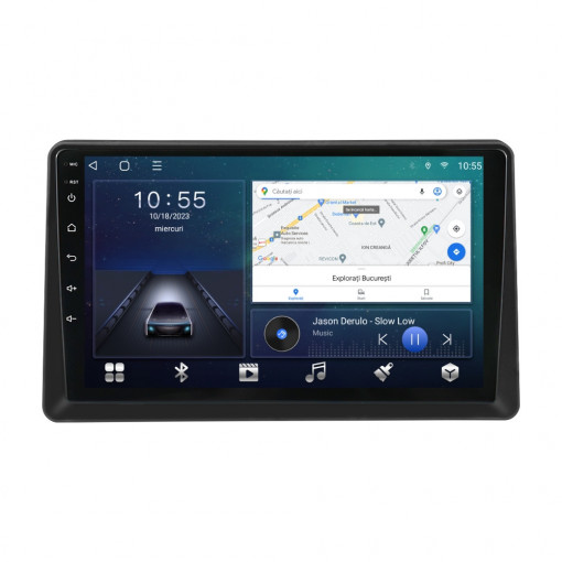 Navigatie dedicata cu Android Renault Express dupa 2021, 2GB RAM, Radio GPS Dual Zone, Display HD QLED 9" Touchscreen, Internet Wi-Fi si slot SIM 4G, Bluetooth, MirrorLink, USB