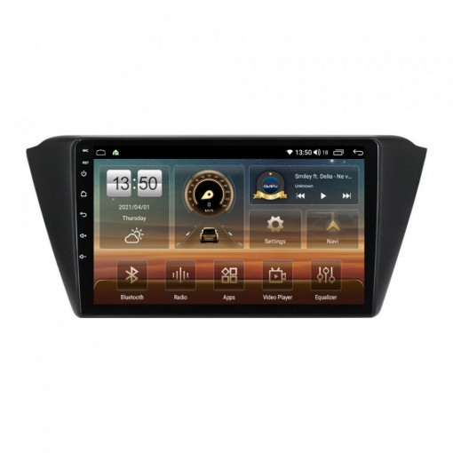 Navigatie dedicata cu Android Skoda Fabia III 2014 - 2021, 8GB RAM, Radio GPS Dual Zone, Display HD IPS 9" Touchscreen, Internet Wi-Fi si slot SIM 4G, Bluetooth, MirrorLink, USB, Waze
