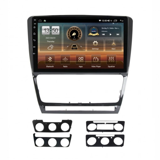 Navigatie dedicata cu Android Skoda Octavia II 2009 - 2013, negru, 4GB RAM, Radio GPS Dual Zone, Display HD IPS 10" Touchscreen, Internet Wi-Fi si slot SIM 4G, Bluetooth, MirrorLink, USB, Waze