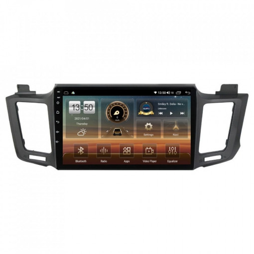 Navigatie dedicata cu Android Toyota Rav4 IV 2013 - 2018, 8GB RAM, Radio GPS Dual Zone, Display HD IPS 10" Touchscreen, Internet Wi-Fi si slot SIM 4G, Bluetooth, MirrorLink, USB, Waze
