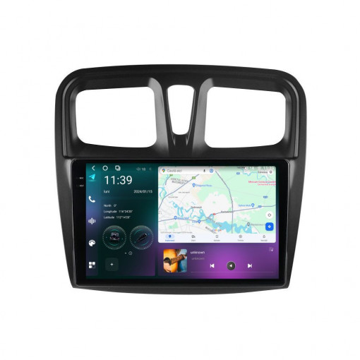 Navigatie dedicata cu Android Dacia Logan II 2012 - 2020, 12GB RAM, Radio GPS Dual Zone, Display 2K QLED 10.36" Touchscreen, Internet Wi-Fi si slot SIM 4G, Bluetooth, MirrorLink, USB