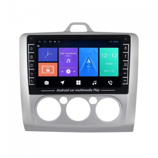 Navigatie dedicata cu Android Ford Focus II 2004 - 2011, clima manuala, 1GB RAM, Radio GPS Dual Zone, Display HD IPS 8" Touchscreen, Internet Wi-Fi, Bluetooth, MirrorLink, USB, Waze