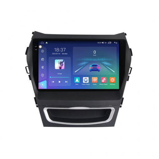 Navigatie dedicata cu Android Hyundai Santa Fe III / Grand Santa Fe 2012 - 2018, 8GB RAM, Radio GPS Dual Zone, Display 2K QLED 9.5" Touchscreen, Internet Wi-Fi si slot SIM 4G, Bluetooth, MirrorLink, USB, Waze