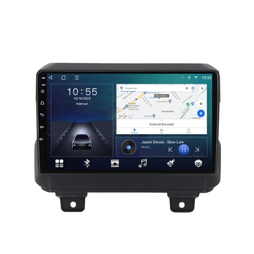 Navigatie dedicata cu Android Jeep Gladiator dupa 2019, 2GB RAM, Radio GPS Dual Zone, Display HD QLED 9" Touchscreen, Internet Wi-Fi si slot SIM 4G, Bluetooth, MirrorLink, USB