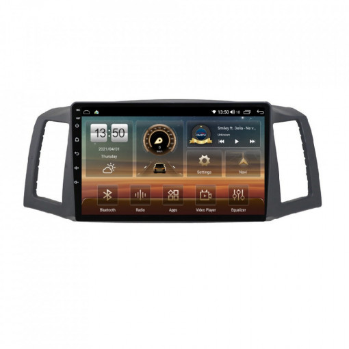 Navigatie dedicata cu Android Jeep Grand Cherokee III 2004 - 2007 fara navigatie originala, 4GB RAM, Radio GPS Dual Zone, Display HD IPS 10" Touchscreen, Internet Wi-Fi si slot SIM 4G, Bluetooth, MirrorLink, USB, Waze