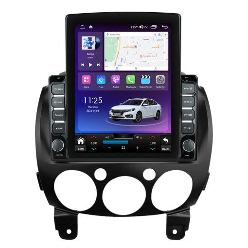 Navigatie dedicata cu Android Mazda 2 2007 - 2014, 4GB RAM, Radio GPS Dual Zone, Touchscreen IPS 9.7" HD tip Tesla, Internet Wi-Fi si slot SIM 4G, Bluetooth, MirrorLink, USB, Waze