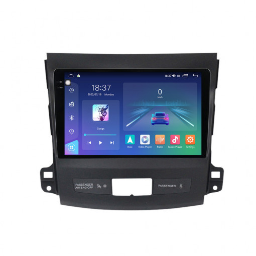 Navigatie dedicata cu Android Mitsubishi Outlander II 2006 - 2012, 4GB RAM, Radio GPS Dual Zone, Display 2K QLED 9.5" Touchscreen, Internet Wi-Fi si slot SIM 4G, Bluetooth, MirrorLink, USB, Waze