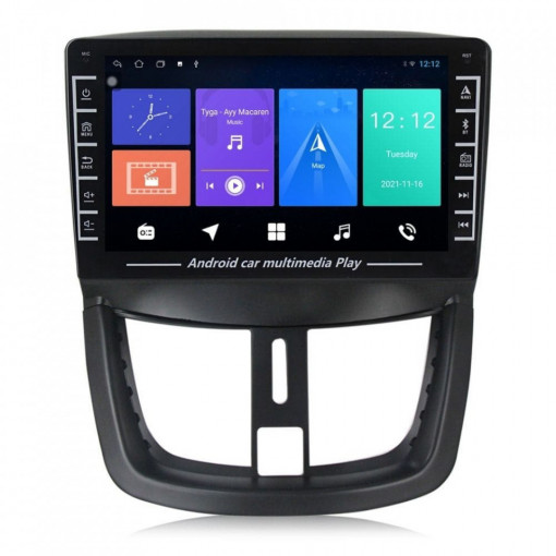 Navigatie dedicata cu Android Peugeot 207 2006 - 2015, 1GB RAM, Radio GPS Dual Zone, Display HD IPS 8" Touchscreen, Internet Wi-Fi, Bluetooth, MirrorLink, USB, Waze