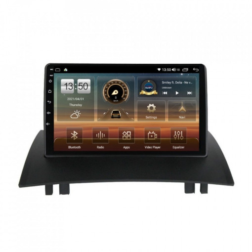 Navigatie dedicata cu Android Renault Megane II 2001 - 2009, 4GB RAM, Radio GPS Dual Zone, Display HD IPS 9" Touchscreen, Internet Wi-Fi si slot SIM 4G, Bluetooth, MirrorLink, USB, Waze