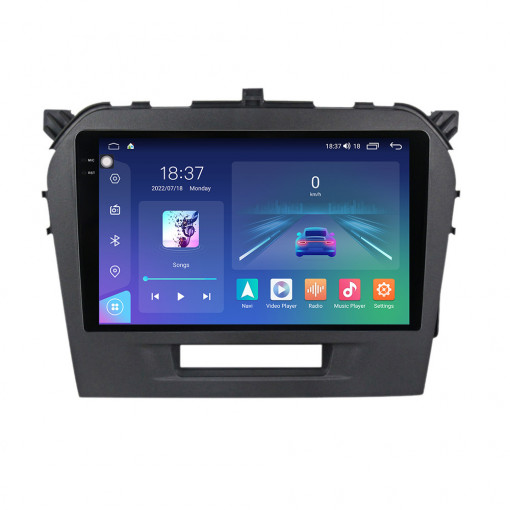 Navigatie dedicata cu Android Suzuki Vitara dupa 2015, 8GB RAM, Radio GPS Dual Zone, Display 2K QLED 9.5" Touchscreen, Internet Wi-Fi si slot SIM 4G, Bluetooth, MirrorLink, USB, Waze
