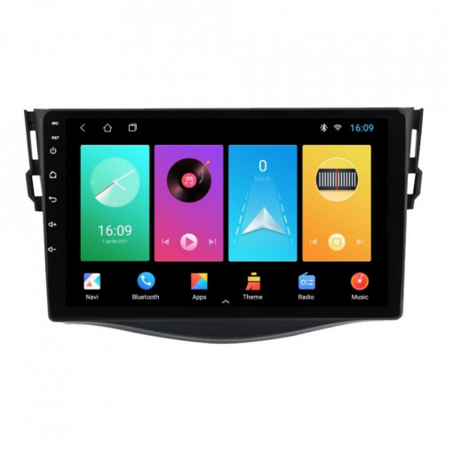 Navigatie dedicata cu Android Toyota Rav4 III 2005 - 2013, 1GB RAM, Radio GPS Dual Zone, Display HD IPS 9" Touchscreen, Internet Wi-Fi, Bluetooth, MirrorLink, USB, Waze