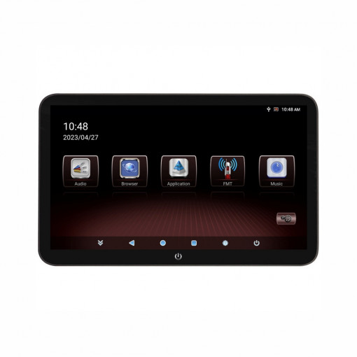 Monitor de tetiera multimedia cu Android, 2GB RAM, Display HD IPS 11.6" Touchscreen, Internet Wi-Fi, HDMI, USB, microSD, 12V