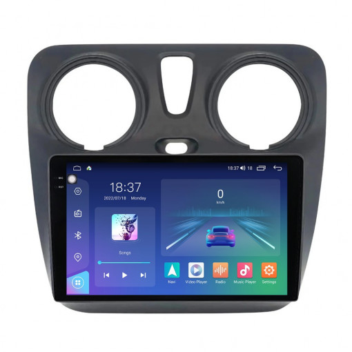 Navigatie dedicata cu Android Dacia Dokker dupa 2012, 8GB RAM, Radio GPS Dual Zone, Display 2K QLED 9.5" Touchscreen, Internet Wi-Fi si slot SIM 4G, Bluetooth, MirrorLink, USB