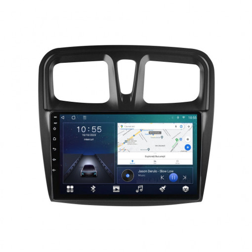 Navigatie dedicata cu Android Dacia Logan II 2012 - 2020, 2GB RAM, Radio GPS Dual Zone, Display HD QLED 10" Touchscreen, Internet Wi-Fi si slot SIM 4G, Bluetooth, MirrorLink, USB